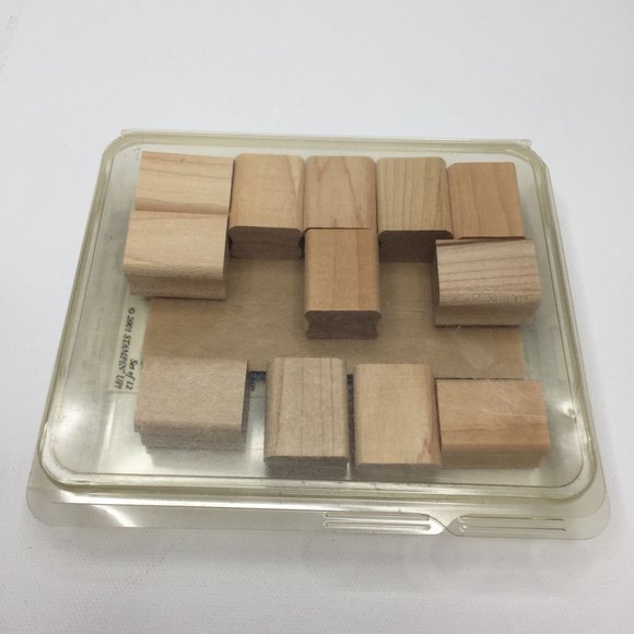 Vintage 2001 Stampin' Up! Set of 12 Mini 1" Wood Mounted Rubber Stamps DIY Kit - Picture 1 of 5